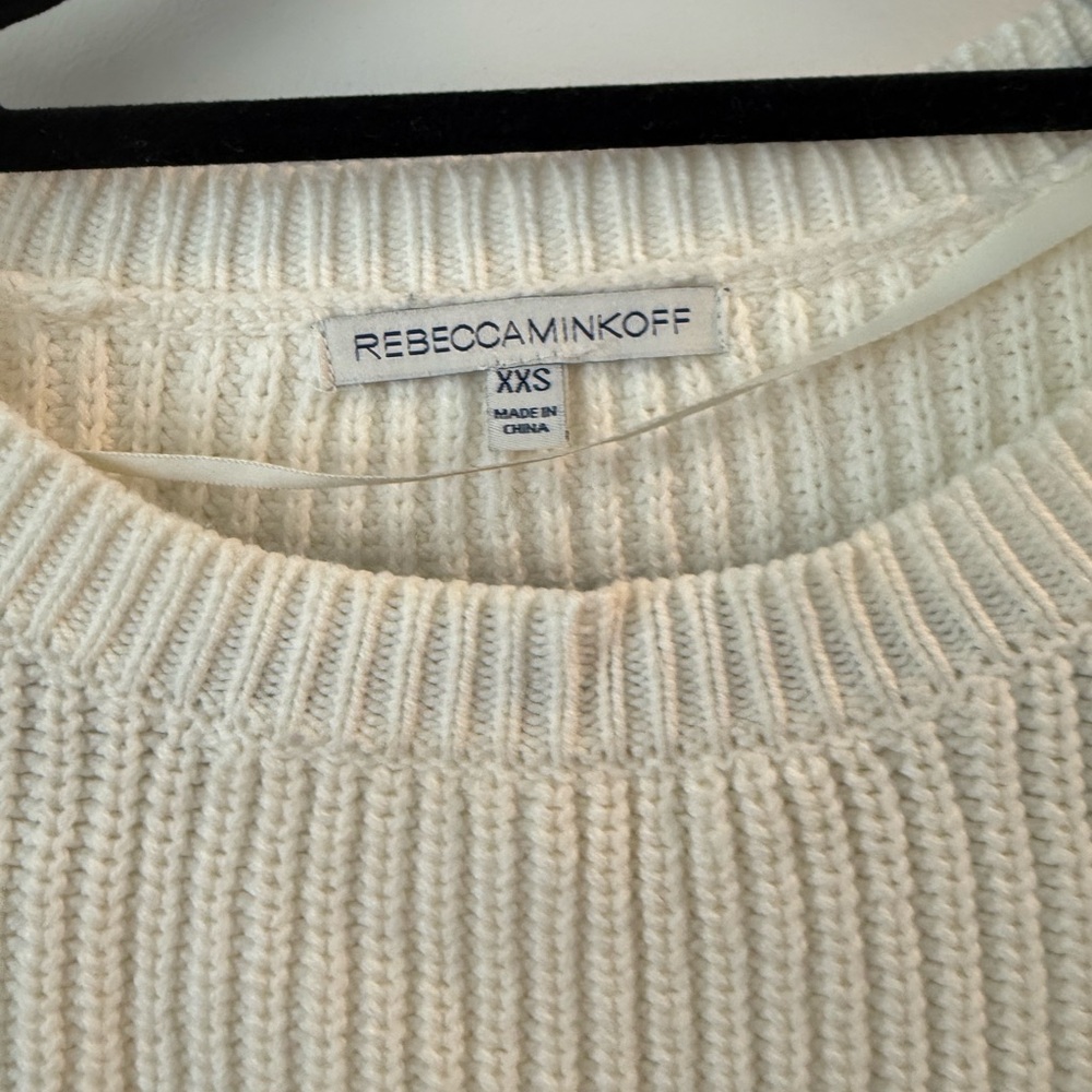 Rebecca Minkoff Cream Ribbed Crew Neck Sweater